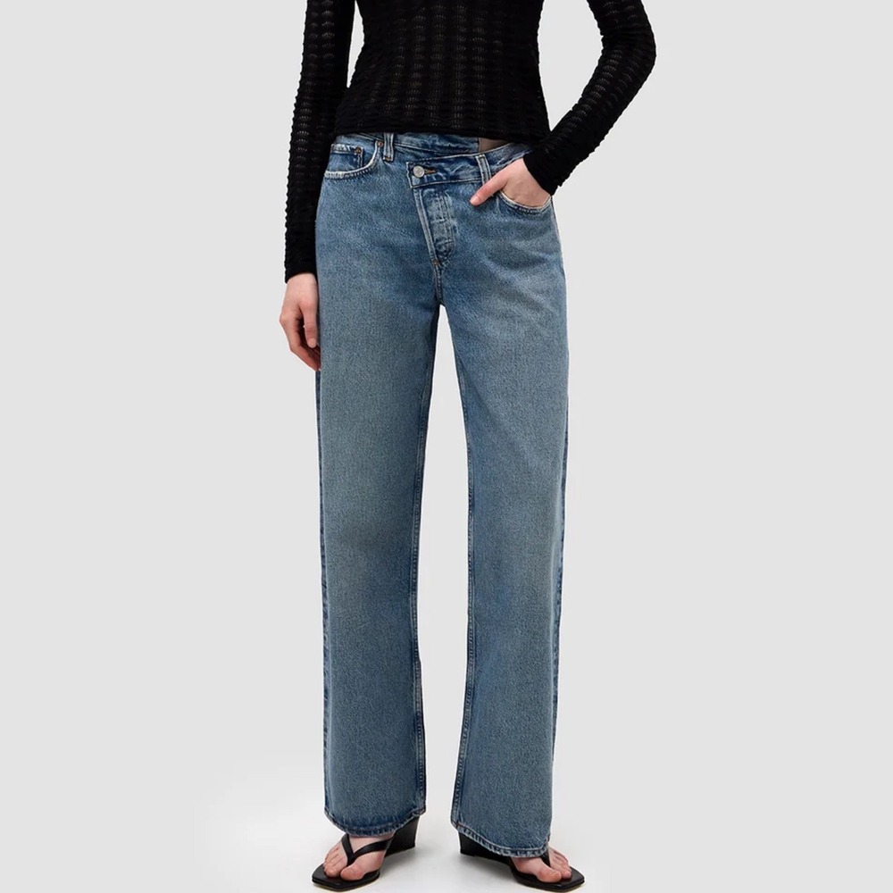 AGOLDE Arc Criss Cross Jean Conclusion Blue Wide Leg Denim Pants 27 NEW Jeans